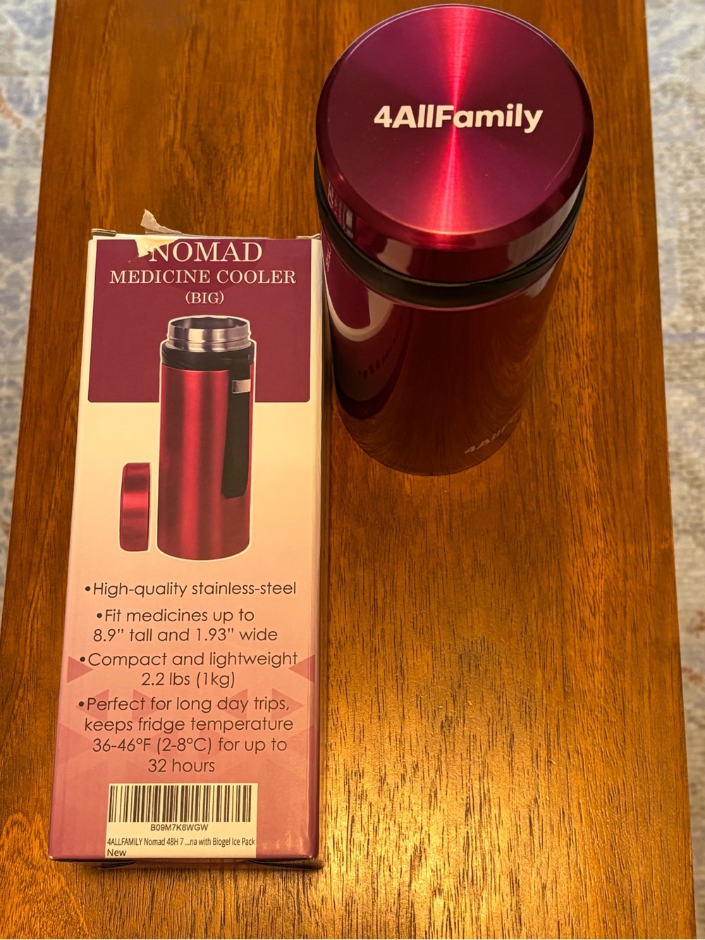Metallic Raspberry Insulated Medication Cooler Bottle - Picture 2 of 4